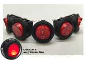5 PCS MARINE BOAT AUTOMOTIVE CAR SMALL ROUND RED LED ROCKER SWIT